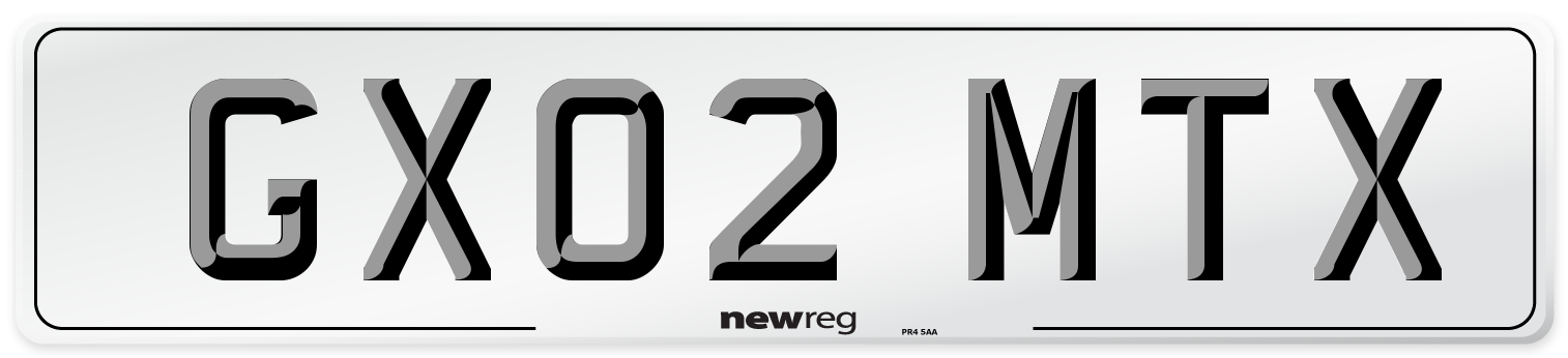 GX02 MTX Number Plate from New Reg
